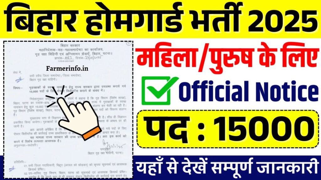 Bihar Home Guard Vacancy 2025 : Notice issued for 15,000 posts of Bihar Home Guard recruitment